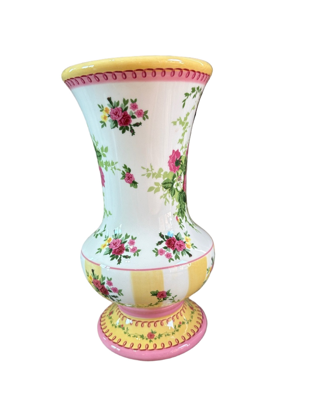 Laura Ashley floral pink rose vase